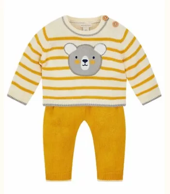 £40 • Buy Monsoon Baby Boys Bear Knit Stripe Set Age 3-6 Months *BNWT*