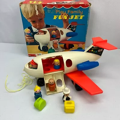 Vintage Fisher Price Play Family Little People JETLINER Jet Airplane VGC + BOX • $49.99