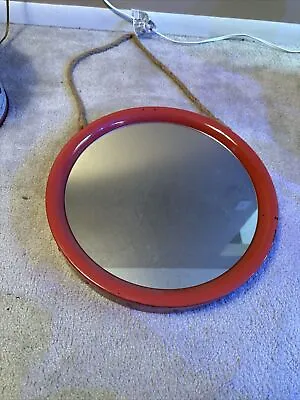 U1  Mid Century Metal Design Wall Atomic Pop Art Orange/coral Hanging Mirror • $19.99