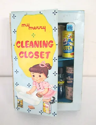 Vintage 1957 My Merry Dolly's Cleaning Closet With Windex Scot Towels & More • $49.99