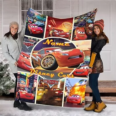 Customized Name Lightning Mcqueen Plush Fleece Blanket Cars Movie Blanket • $34.98