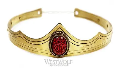 Gold Royal Crown With Dragon's Eye Stone For King/Queen - Medieval/Tiara/Jewelry • $119.95