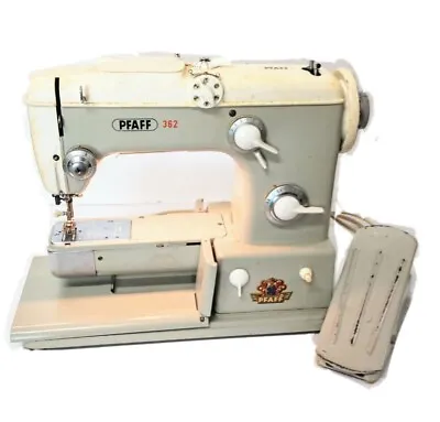 $190 • Buy Vintage Pfaff 362 Sewing Machine Light Grey Western Germany (Read) + Foot Pedal