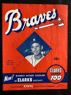 1953 Milwaukee Braves SIGNED Program - Adcock/Bruton/Crandall/Liddle + Game Stub • $64.95