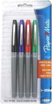 Paper Mate Flair Ultra-Fine Porous Fibre Tip Pens 0.4mm Assorted Colours 4 Pack • £3.15