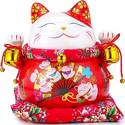 NEW Japanese Manekineko Piggy Bank White Porcelain Large Lucky Charm 23cm Japan • £145.08