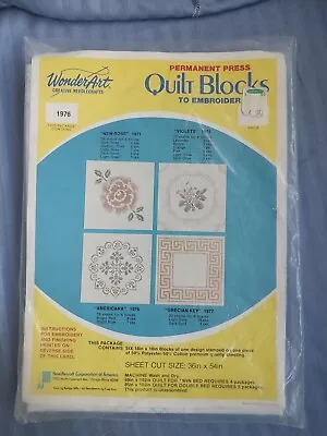 WonderArt #1976 AMERICANA Stamped Quilt Blocks-Set Of 6-CrossStitch Embroidery • $8