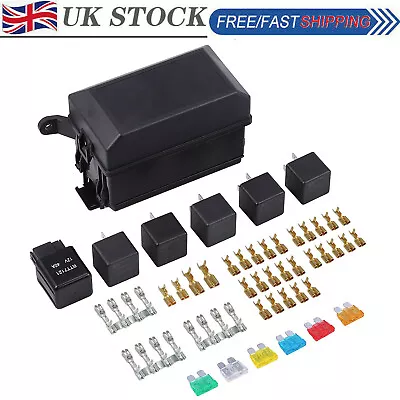 £21.99 • Buy Universal 6 Way Blade Relay Fuse Holder Box With Spade Terminals For Car Marine
