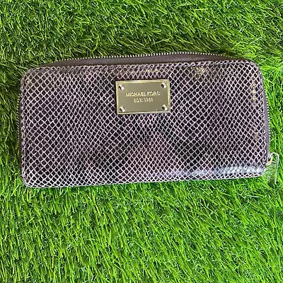 Michael Kors Wallet Zip Around Animal Print Snake Skin Purple • $19.99