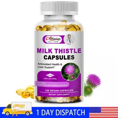 Milk Thistle (Silymarin) Dandelion Root Capsules 1000mg Liver Health 120 Softgel • $13.88