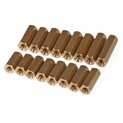 Hex Connection Nuts M3 M4 Brass Hexagon Threaded Rod Bar Stud Long Connector Nut • £1.56