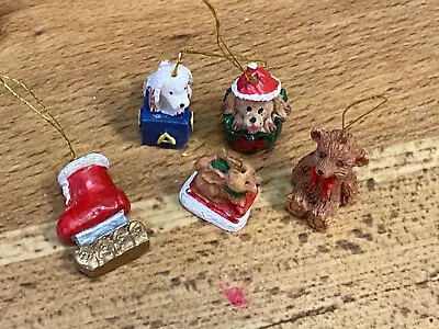 Vintage Resin Miniature Christmas Ornaments Bear DogS Puppies 1 1/2  • $5.95