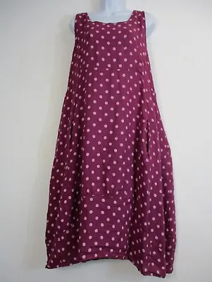 Ladies 100% Linen Spotty Lagenlook  Dress Front  Side Pockets  One-size: Plus • £34.99