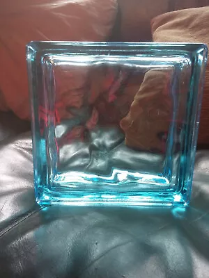 £21 • Buy   HEAVY BLUE GLASS BLOCK 5.5 Lb  2.49 Kgs GOOD CONDITION 7.1/2  Square X 3.1/4  