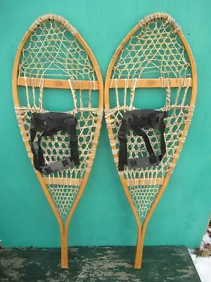 GREAT Snowshoes 48  Long X 14  Wide With Bindings FABER Vintage DECOR • $49.64
