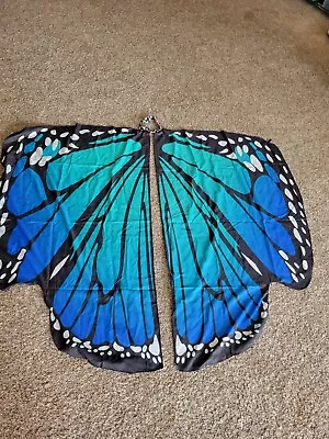 Butterfly Wings Cape Festival Halloween Party Cosplay Blue Green Jewel Neckvelcr • $13.99