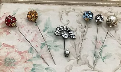 Vintage Lot Hat / Stick Pins Estate - Rhinestones - Multi Colored • $15