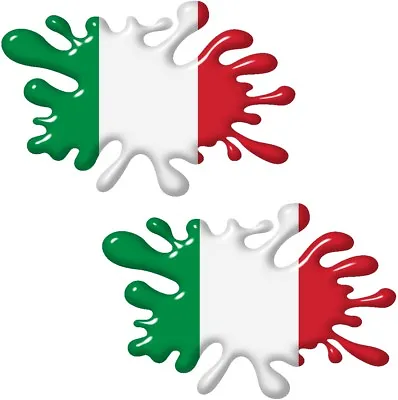 Small Pair 3D Printed Effect SPLAT Italy Italian Flag Car Sticker 80x52mm Each • $3.68