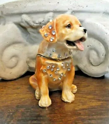 Yellow Lab Puppy Trinket Box Jeweled Enameled NIB - Precious • $29.75