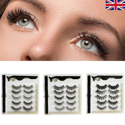 £2.99 • Buy 5 Pairs Self-Adhesive Non-magnetic Magic Eyelashes With Eyeliner And Tweezer UK