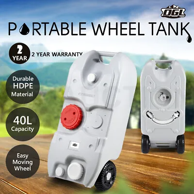 Portable 40L Wheel Water Tank Camping Caravan Storage Motorhome Waste Transport • $89.95