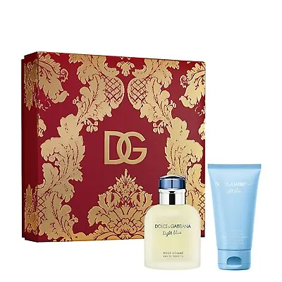 D&G Light Blue For Men Gift Set 75ml EDT Spray & ASB 50ml 2023 • £73