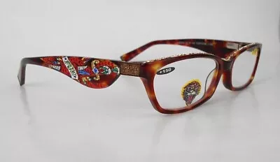 Ed Hardy Vintage Tattoo Reading Glasses W Swarovski Crystals FUN TORTOISE • $19.95