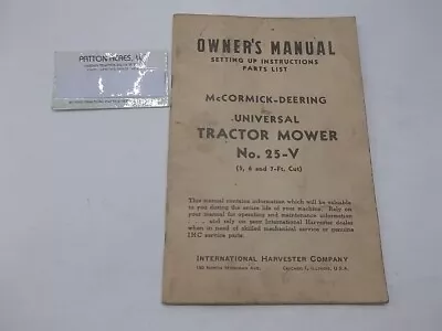 Owner's Manual For International Harvester McCormick Deering 25-V Tractor Mower • $16