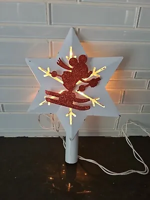 Disney Mickey Mouse Ski Skiing Red White Christmas Tree Topper Star Holiday • $28.90