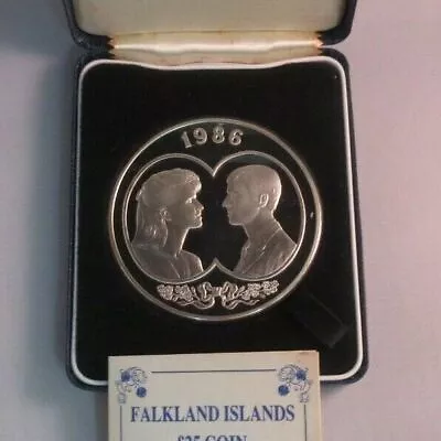 Andrew And Fergie Wedding 1986 5oz Silver Proof Falkland Islands £25 Coin BoxCOA • £189.99