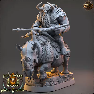 Giant Ogre Kshmeh Klatzmer On Rhino - Daybreak Miniatures - Wargaming • £17