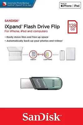 SanDisk IXpand Flash Drive USB 3.0 128GB Lightning USB Memory Stick IPhone IPad • $78.95