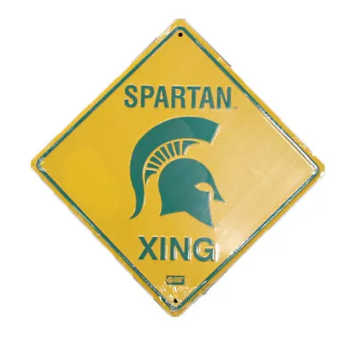 Michigan State Spartan 12  Xing Crossing Collegiate Metal Sign Embossed • $18.71