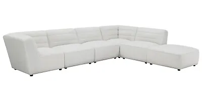 Modern Natural Faux Sheep Skin Upholstered 6pc Set Modular Sectional #C1551621 • $1250