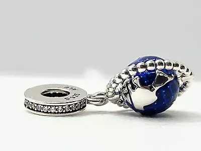 Authentic Pandora Charm Blue Spinning Globe Dangle #798021CZ • $29.98