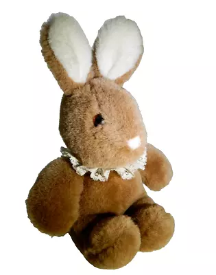 Gund Brown Bunny Rabbit Plush Toy Doll 9  Cute Lace Collar Vintage 1985 • $8.42