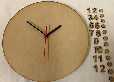 20cm Round Wooden Clock Kit Inc Numbers & Dots. Ideal For Craft Deco Patch • £8.99
