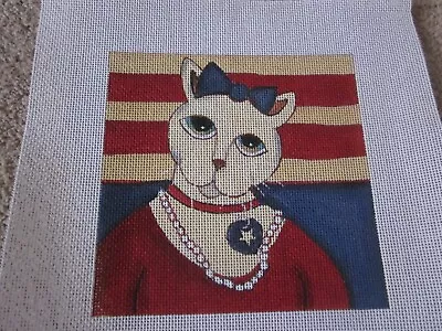 Maggie  Patriotic Cat   HP Needlepoint Canvas By Lori Faye Bock 13 Mesh • $19.99