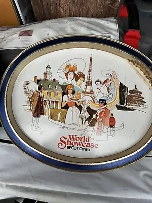 Vintage 1982 Walt Disney World EPCOT Center World Showcase - 14.5  Tin Tray  • $4