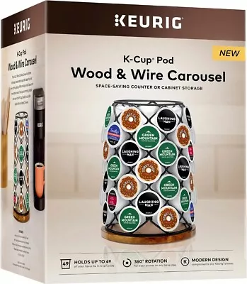 Keurig Wood & Wire 49 K-Cup Single-Serve Coffee Pods Rotating Carousel Black/Tan • $18.99