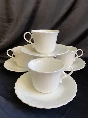 MIKASA White Silk Bone China Set Of 4 Tea Cups & Saucers Japan (A7050) • $60