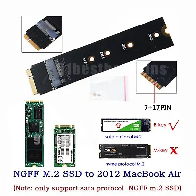 M.2 PCI-e AHCI SSD Hard Drive Adapter Card NGFF For Macbook Air 2012 A1465 A1466 • $7.19