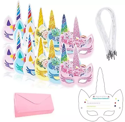 12 Cute Kids Girls Invitations Pack Birthday Party(Real Mask To Wear)+envelopes • £3.99