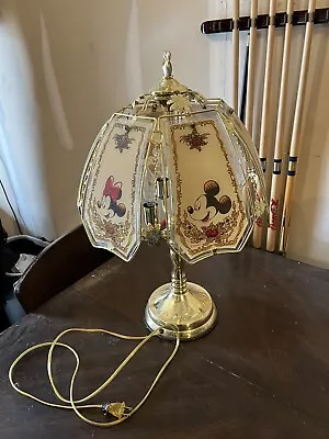 Rare Vintage Gold Color Disney Mickey And Minnie Mouse Lamp 6-panel Shade. • $150