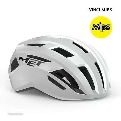 MET VINCI MIPS Road Cycling Helmet : WHITE/SILVER MATTE • $129