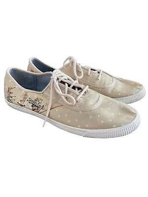 Disney X TOMS Cinderella Mice Tan Carmel Women's Sneakers EUC Size 12 • $34.99