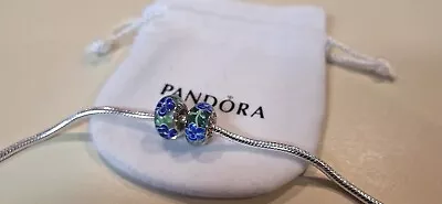 PANDORA🌸Blue Flowers Garden Murano Glass Charm Lot Of 2~ALE/S925🌸NEW • $29.95