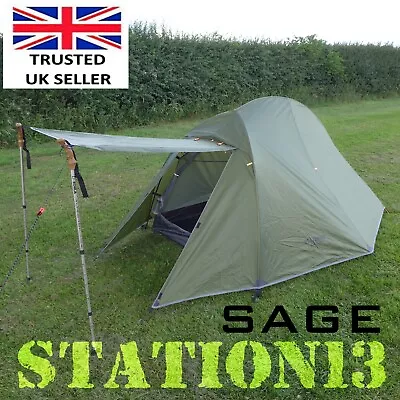 2 Person Tent - Lightweight Backpacking Tent C/w Titanium Pegs - STATION13 SAGE • £135