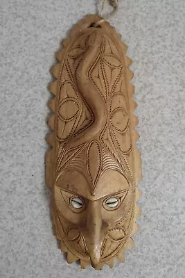 £18 • Buy Vintage Hand Carved African Ethnic Snake Mask. Cowrie Shell Eyes. Wall Mounted. 