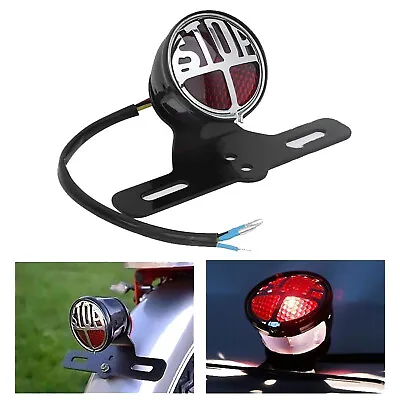  STOP  Cafe Racer Motorcycle Brake Tail Light Red For Harley Chopper Bobber • $32.95